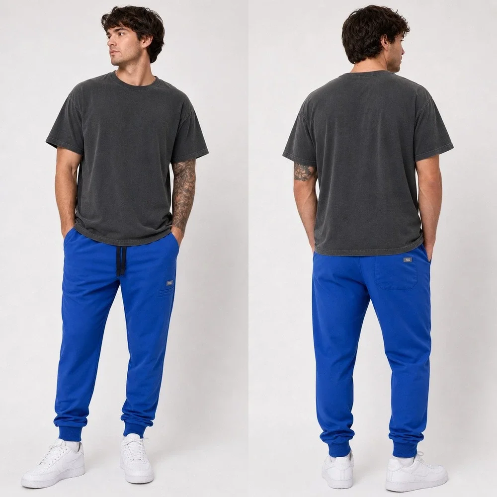 FIGS Scrub Jogger Pants Mens Large‎ Royal Blue Drawstring Medical